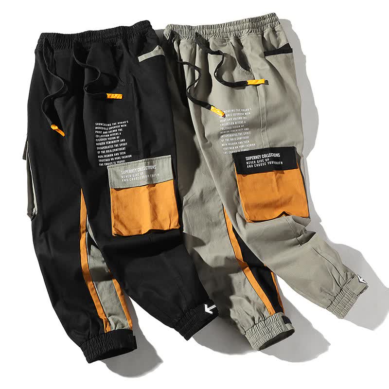 Men Hip-Hop Casual Jogger Trousers Fashion New Cargo Sweatpants Mens Multi-Pocket Loose Harem Pants Streetwear Sports Pants