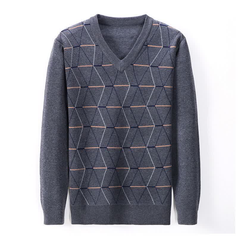 Autumn Winter Men's Sweater Casual V-Neck Cashmere Knitted Pullover Men Warm Slim Fit Classic Sweaters Knitwear Clothing