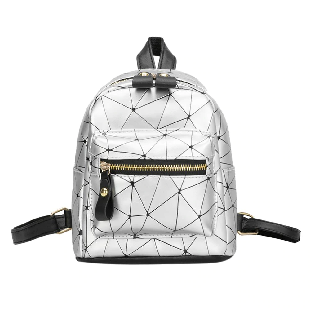 Women Backpack Diamond Lattice PU Leather Mini Bac...
