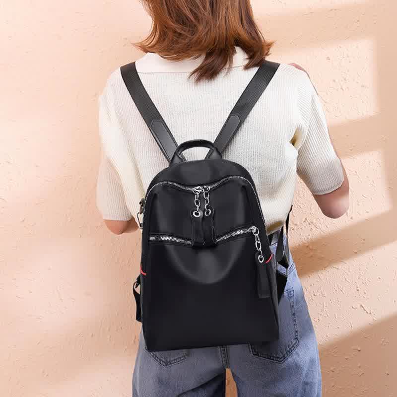 Casual  Backpack Women Black Waterproof Nylon School Bags