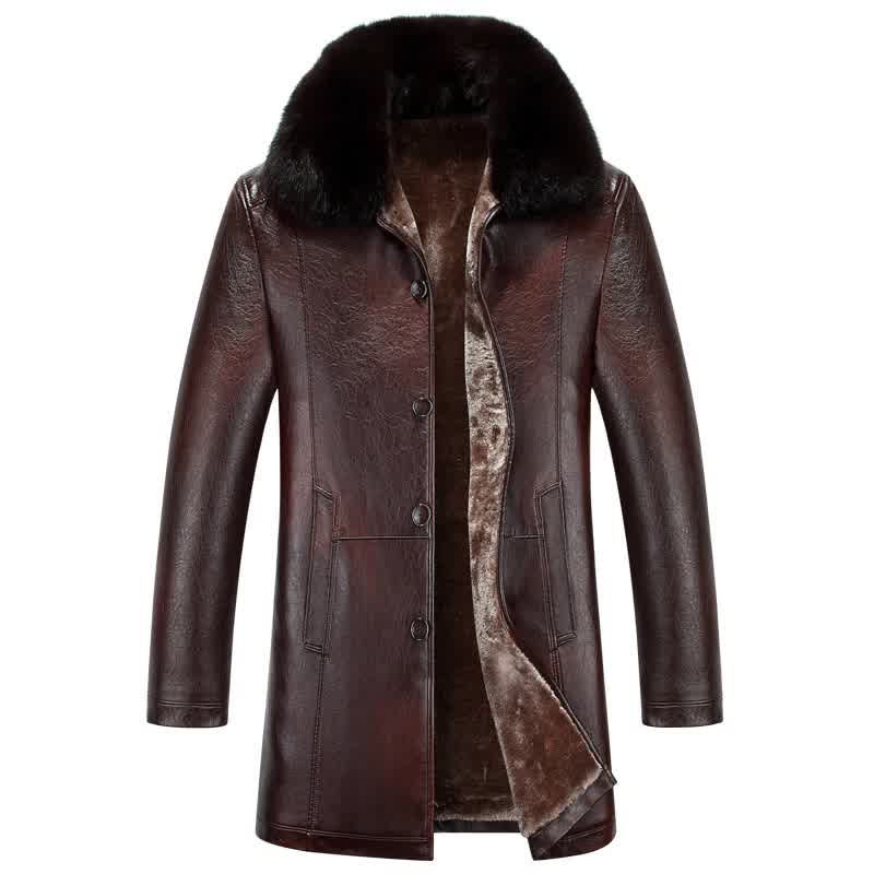 Winter Men Real Leather Coat Thick ...