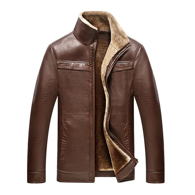 Men Winter Thick Plus Velvet PU Leather Jackets Coats Hombre Male Casual Fashion Slim Fit Large Size Zip Jackets Men