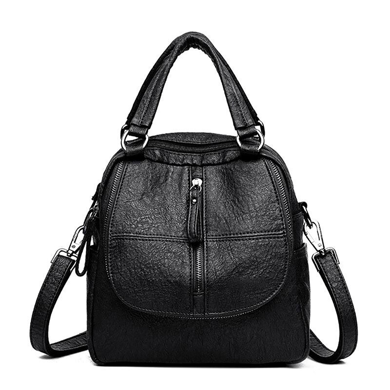 Leather Women's Backpack School Bag Casual Backpac...