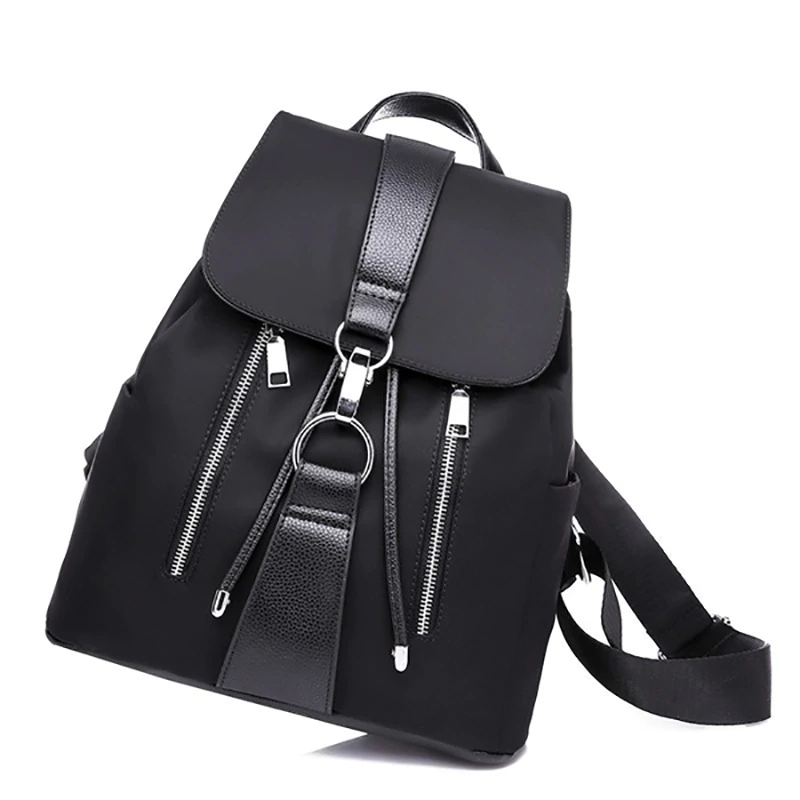 Women Backpack School Bags For Teenager Girls Nylon Zipper Lock Design Black Female Backpack Fashion