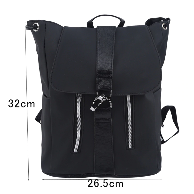 Women Backpack School Bags For Teenager Girls Nylon Zipper Lock Design Black Female Backpack Fashion