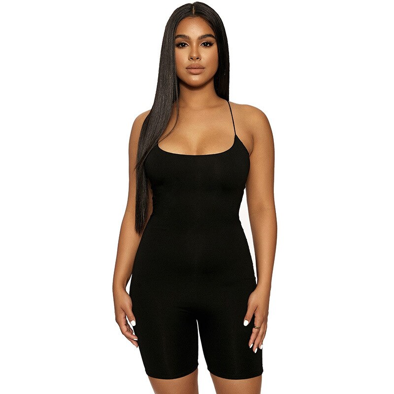 Black Skinny Strap sleeveless Street woman Rompers club bodysuit