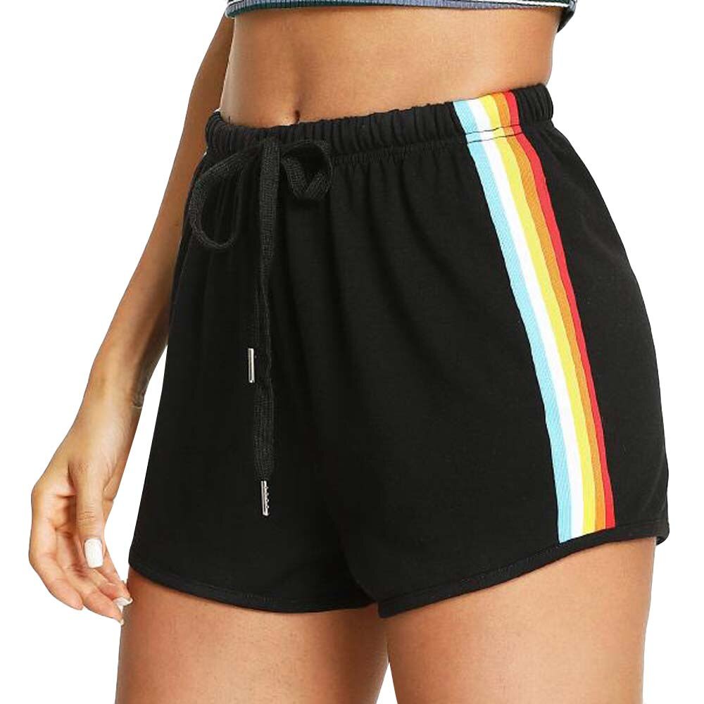 Shorts Women Women Rainbow Print Sport Elastic Short Pants Beach Shorts
