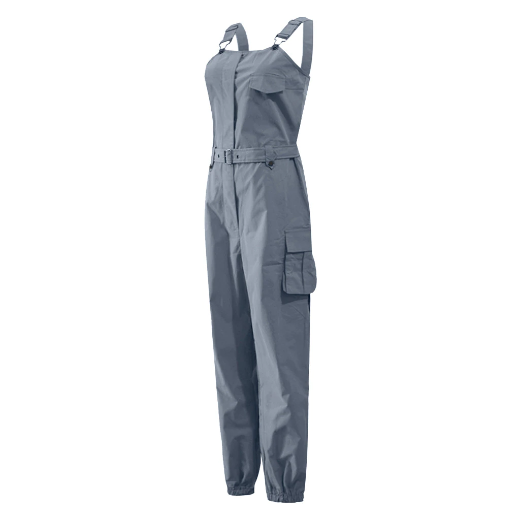 Casual Jumpsuit Women Streetwear Loose Dungarees Long Pockets Rompers Jumpsuit Sleeveless