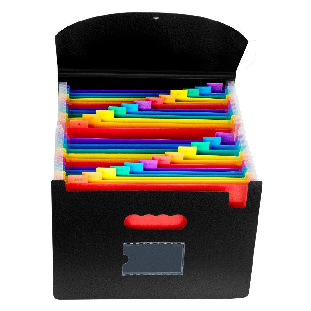 Expanding A4 for File Holder Office Supplies Plastic Rainbows Organizer A4 Letter Size Portable Documents Holder Desk Storage