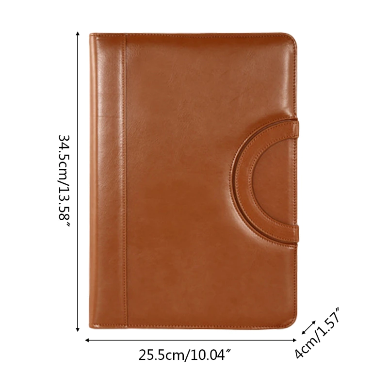 Portable PU Leather File Folder with Calculator Multifunction Office Supplies Organizer Zipper Business Briefcase Portfolio Bag
