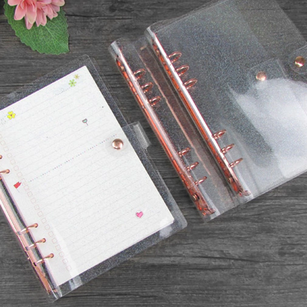 Notebook Transparent Color PVC Clip File Folder Loose Leaf Ring Binder Planner Agenda School Office Supplies Stationery