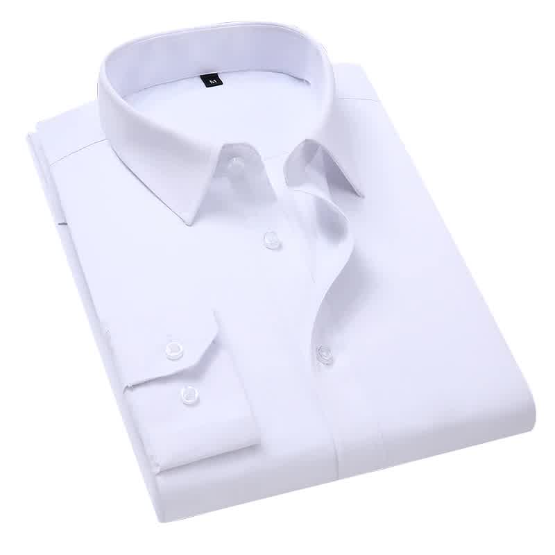 Men Solid Color Business Shirt Fashion Casual Slim White Long Sleeve Shirt Male Clothes