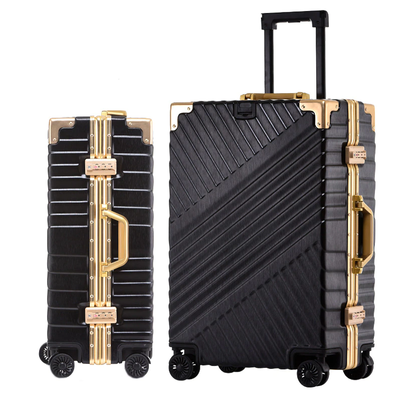 Aluminum Luggage PC Shell Trolley Suitcase Metal Drawbar Rolling Luggage Suitcase Carry on Luggage Boarding Case