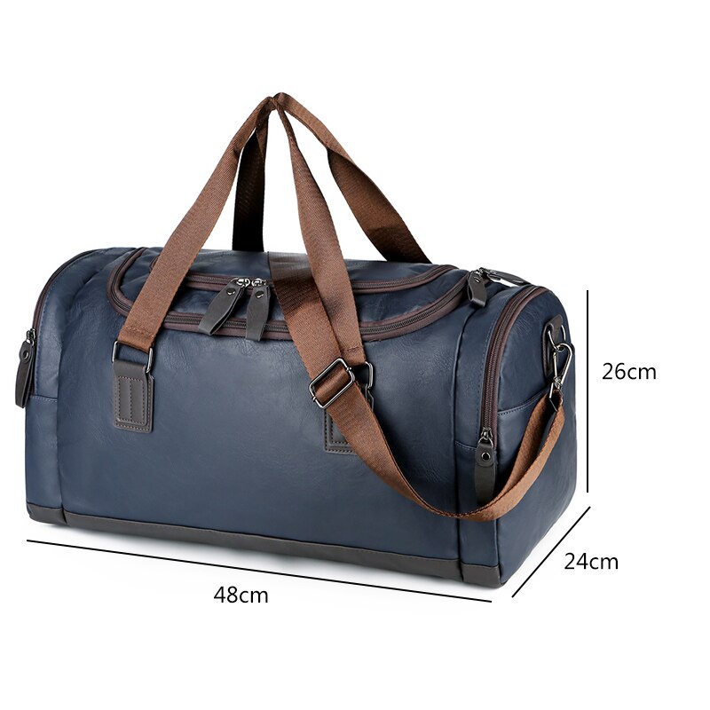 Vintage PU Leather Duffel Bag Outdoor Travel Bags with Multiple Compartments Men Waterproof Gym Bag for Weekend Dropshipping