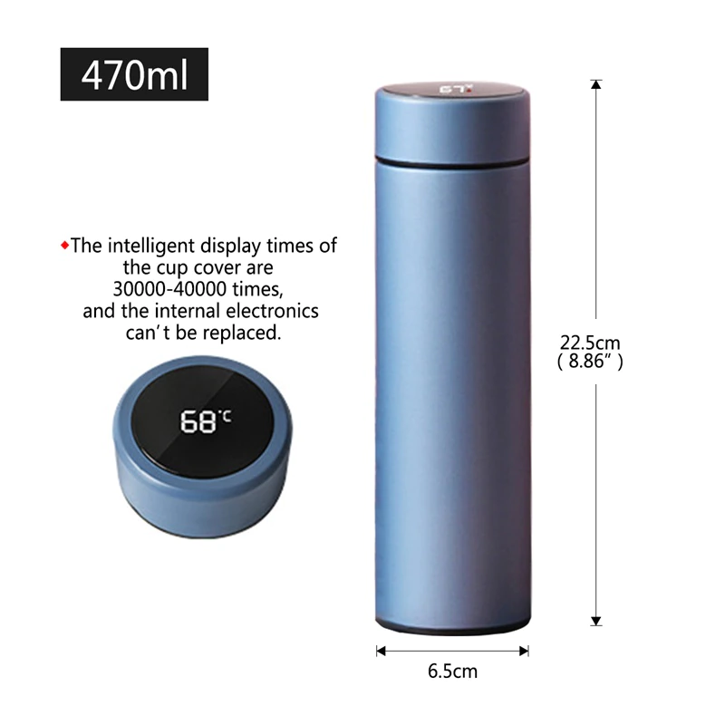 470ml Intelligent Temperature Display Thermos Water Bottle Smart Stainless steel Vacuum Flask Tea Coffee Thermal Cup For Gift