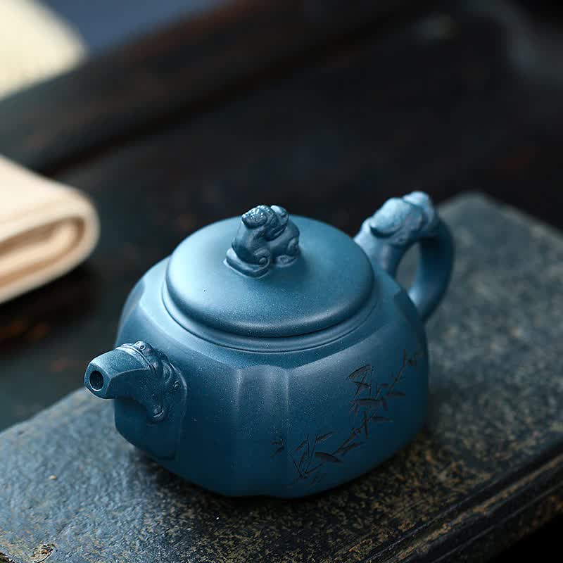 Famous Dragon Tea Pot Handmade Kung Fu Kettle Mud Green With Gift Box Creative Teaware