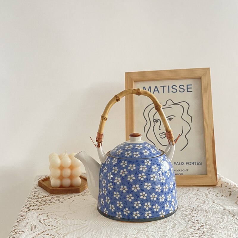 Cute Blue Flower Ceramic Coffee Teaware With Handl...