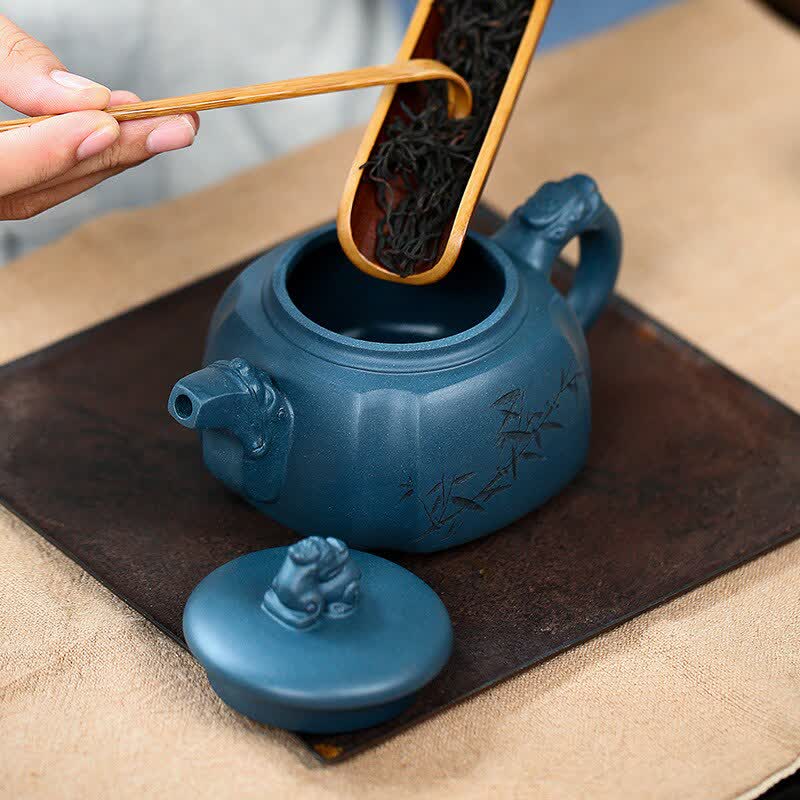 Famous Dragon Tea Pot Handmade Kung Fu Kettle Mud Green With Gift Box Creative Teaware