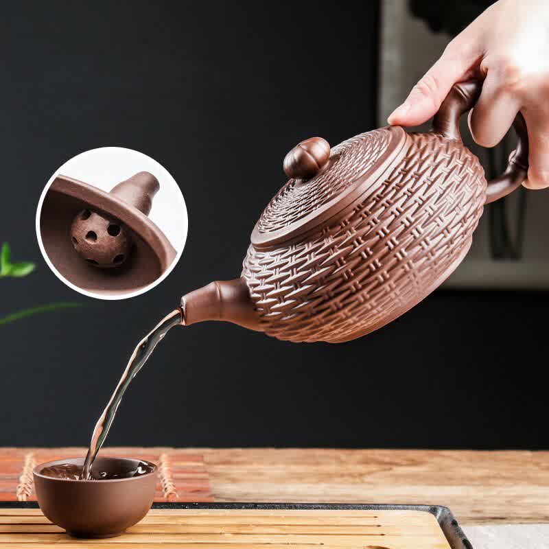 4 Size Purple Clay Imitation Bamboo Teapot for Tea...