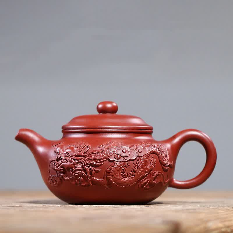 250ml Purple Clay Yixing Dragon Pattern Antique Teapot for Tea Pot Chinese Style Kung Fu Tea Dahongpao Handmade Kettle Teaware