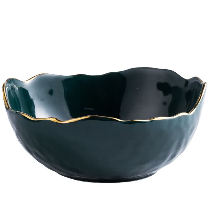 Ceramic Fruit Salad Bowl Luxury Green Noodle Bowl Porcelain Rice Bowl Serving Breakfast Bowl Kitchen Home Creative