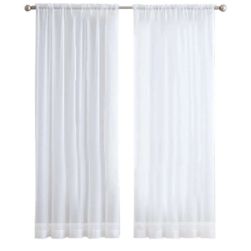 2Pcs Super Soft Great Hand Feeling White Tulle Curtains for Living Room Decoration Modern Veil Chiffon Solid Sheer Voile