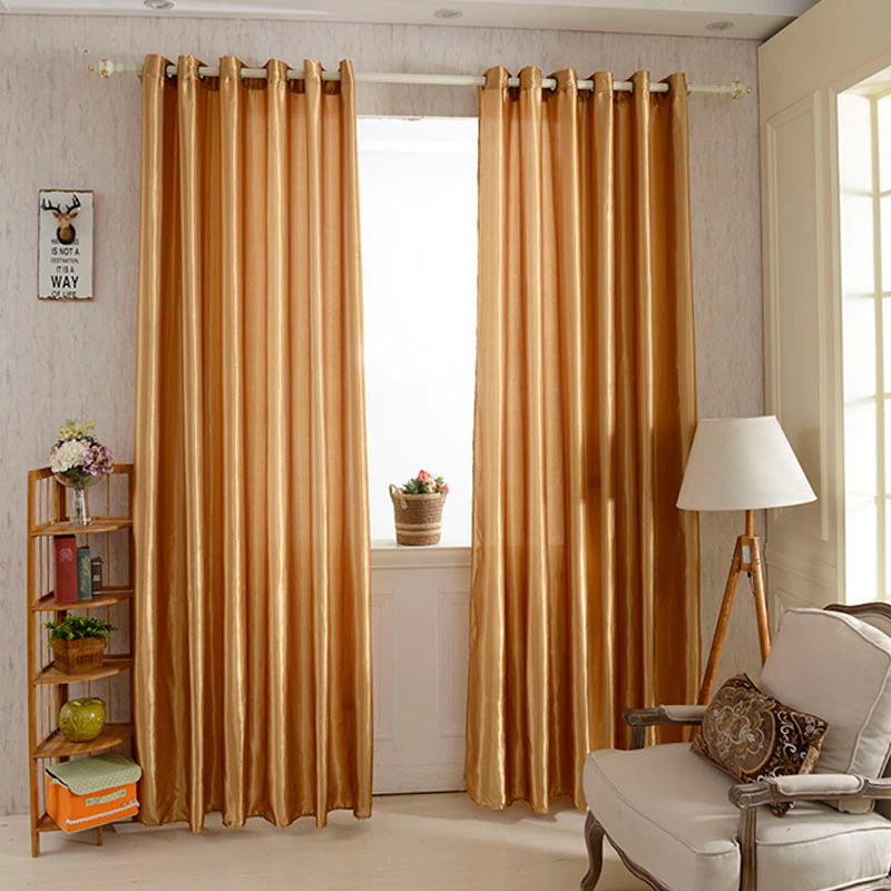 Window Curtains For Living Room Bedroom Rod Pocket Grommet Top Modern Satin Underlay Blackout Translucent Panel Curtain