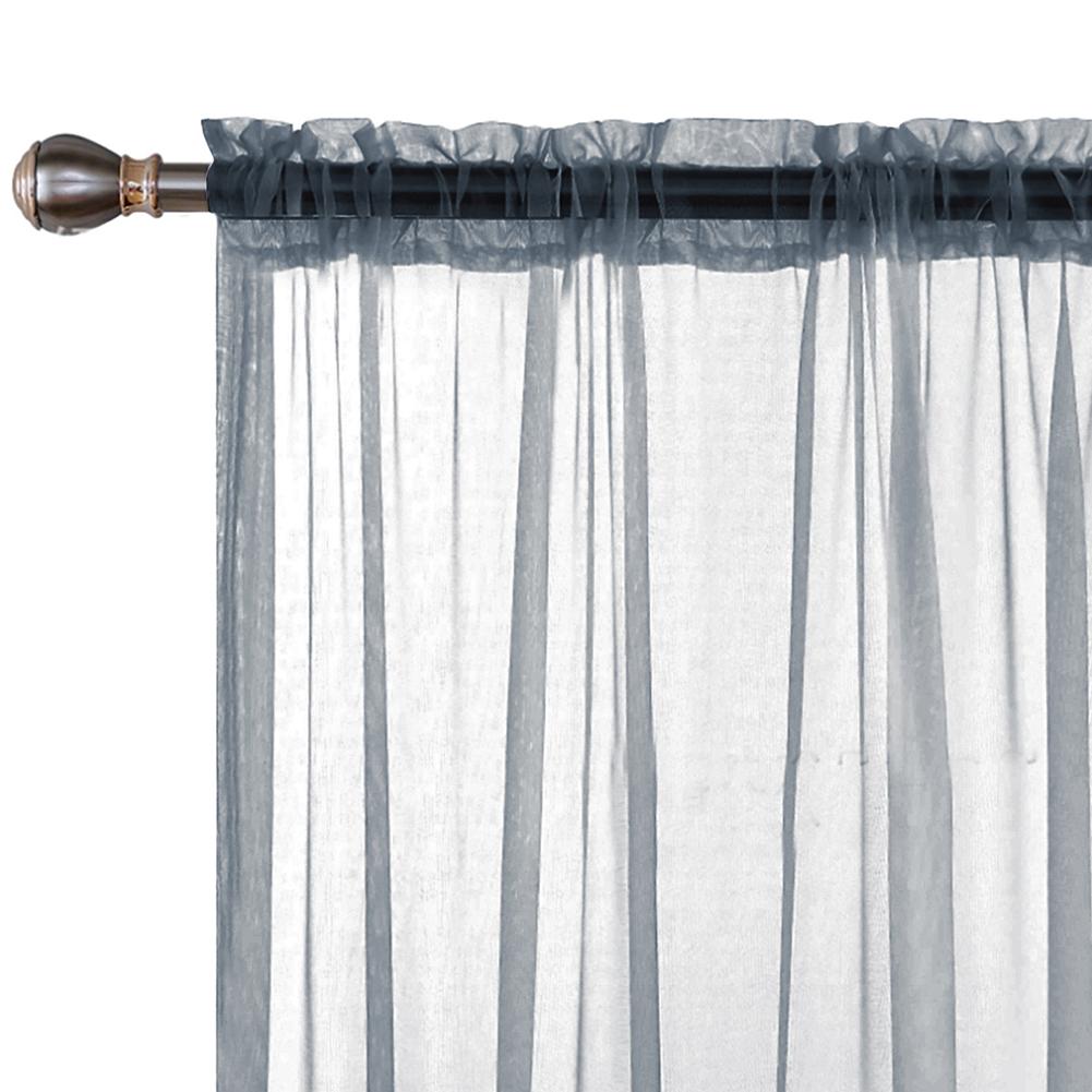 Solid Voile Window Curtains Sheer Door Drape Transparent Tulle Panel For Home Decor Living Room Bedroom Kitchen