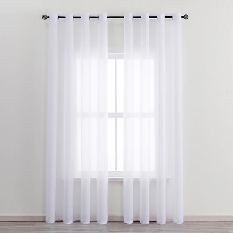White Tulle Curtains For Living Room Bedroom Window Screen For Wedding Modern Solid Sheer Voile Kitchen Curtain Drapes