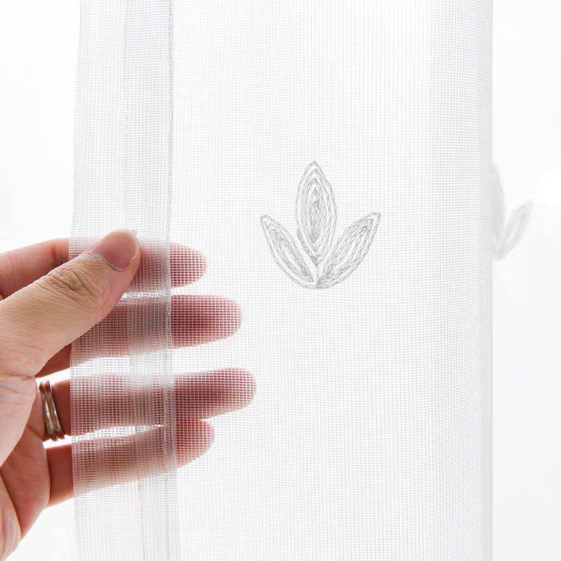 European White Embroidered Tulle Curtains For Bedroom To Decorate Windows Sheer Voile For Living Room Blinds Custom Size Drapes