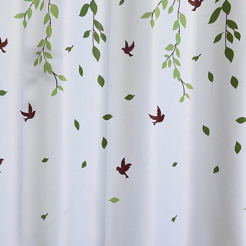Punch-Free Velcro Blackout Curtains Easy Install Curtains Green Plant Leaves Living Room Bedroom Window Treatments Drapes