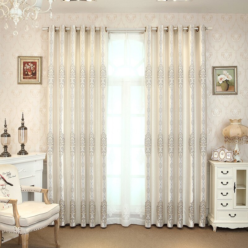 Nordic High-end Jacquard Solid Color Blackout Curtains for Living Room Dining Room Bedroom Customized Finished Products