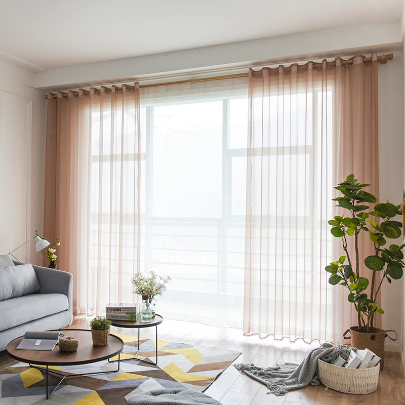BILEEHOME Solid Tulle Sheer Window Curtains for Living room the Bedroom Modern Tulle Curtains Fabric for Kitchen Voile Drapes
