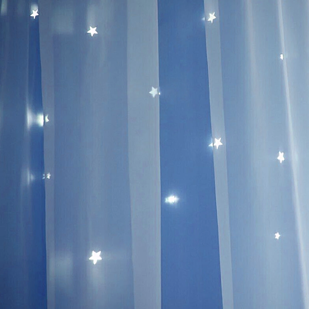 Hollow Star Thermal Insulated Blackout Curtains for Living Room Bedroom Window Curtain Blinds Stitched with white Voile