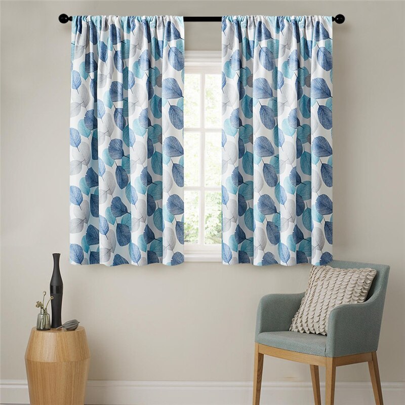 Modern Floral Blackout Short Curtain For Living Room Bedroom Window Curtain For Kitchen Blind Drape Finished 85% Shading
