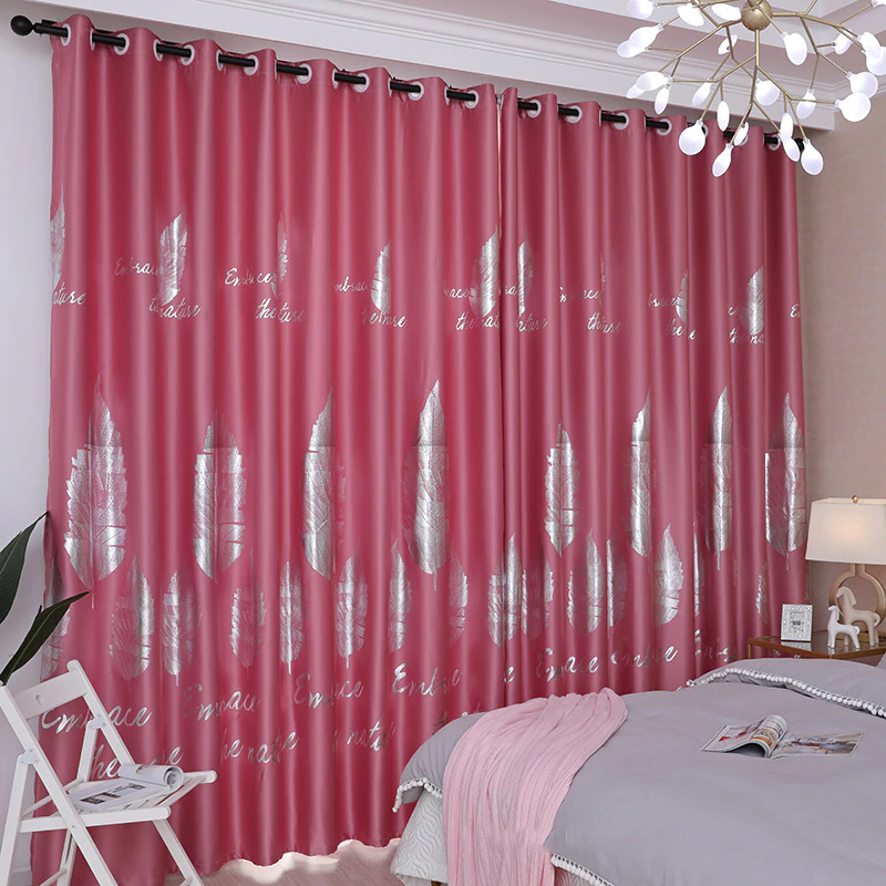 Silver Leaf Blackout Curtain for Bedroom Gold Shiny Kids Children Nursery New Home Decor Window Treatment Drapes JS36C
