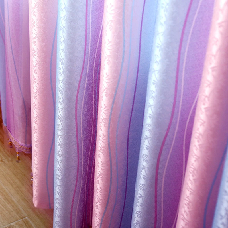 Purple Gradient Striped Tulle Tiyana Window Curtain for The Bedroom Blackout Curtains Living Room Kitchen Panels WP149*HS