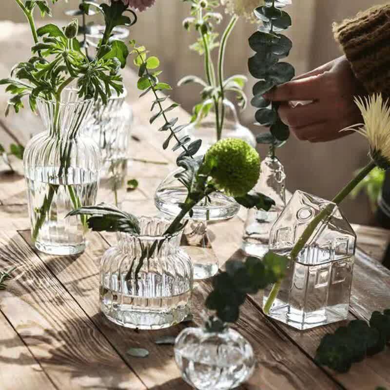 Transparent Flower Vase Borosilicate Glass Hydroponic Vase Tabletop Ornaments Flower Container Plants Holder Living Room Decor