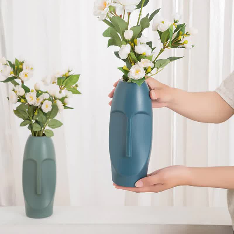 Nordic Plastic Imitation Glaze Ceramic Vase Modern Minimalist Abstract Human Face Flowers Vases Home Living Room Bedroom Decor