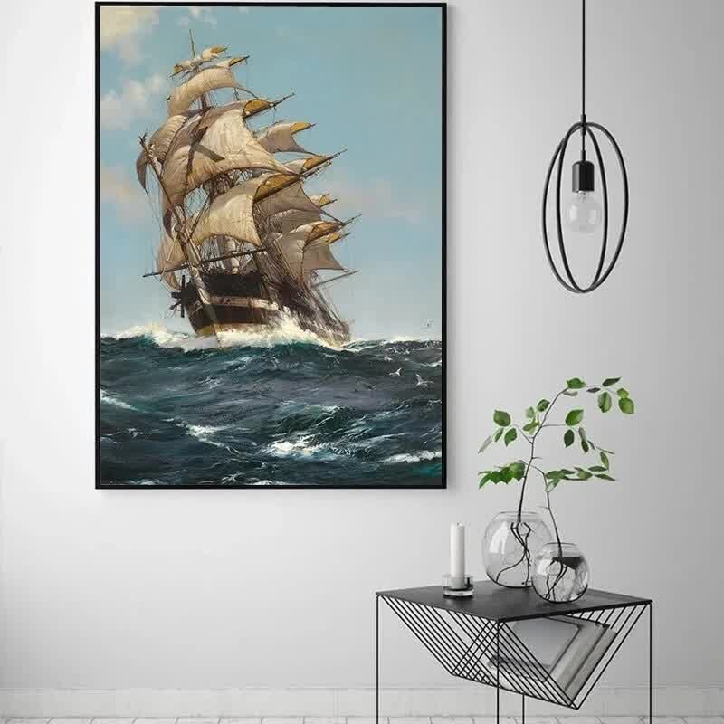 Sailing Ship Seascape Canvas Painting Sailboat Art Prints Canvas Pictures for Living Room Wall Art Poster Art Home Decor Cuadros