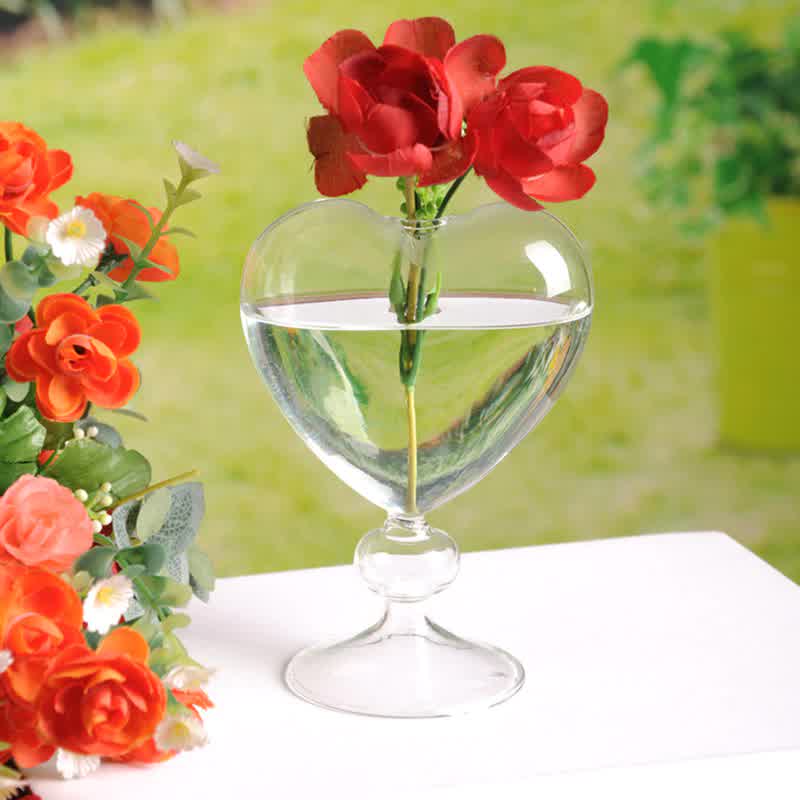 Glass Flower pots planter heart glass vase standin...