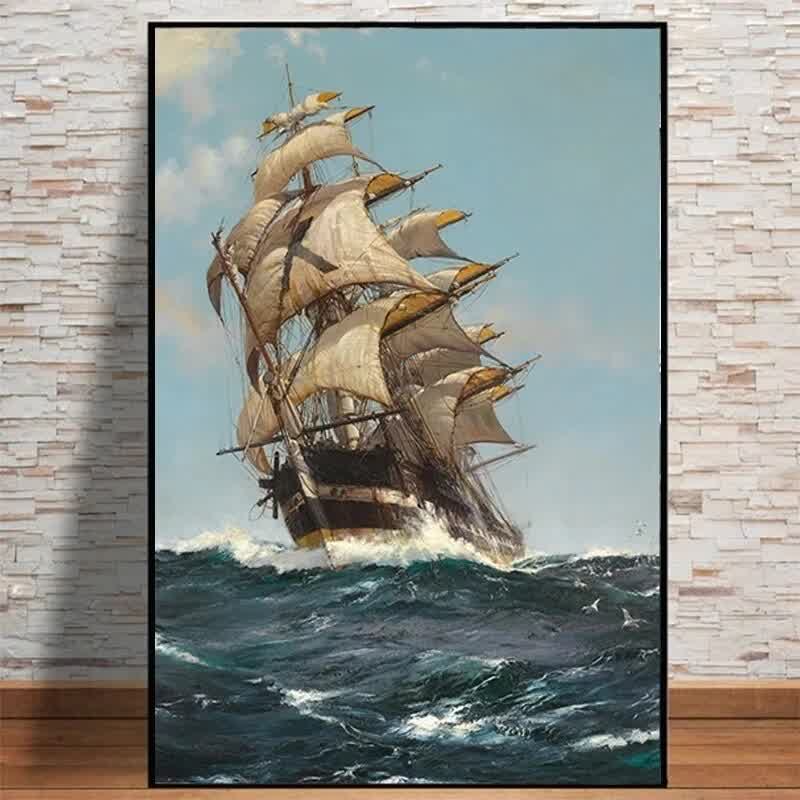 Sailing Ship Seascape Canvas Painting Sailboat Art Prints Canvas Pictures for Living Room Wall Art Poster Art Home Decor Cuadros