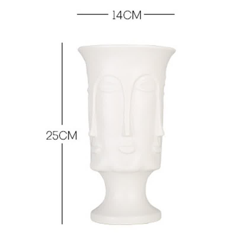 Nordic Minimalism Abstract Ceramic Vase Face Art Matte Glazed Decorative Head Shape Vase White Ceramic