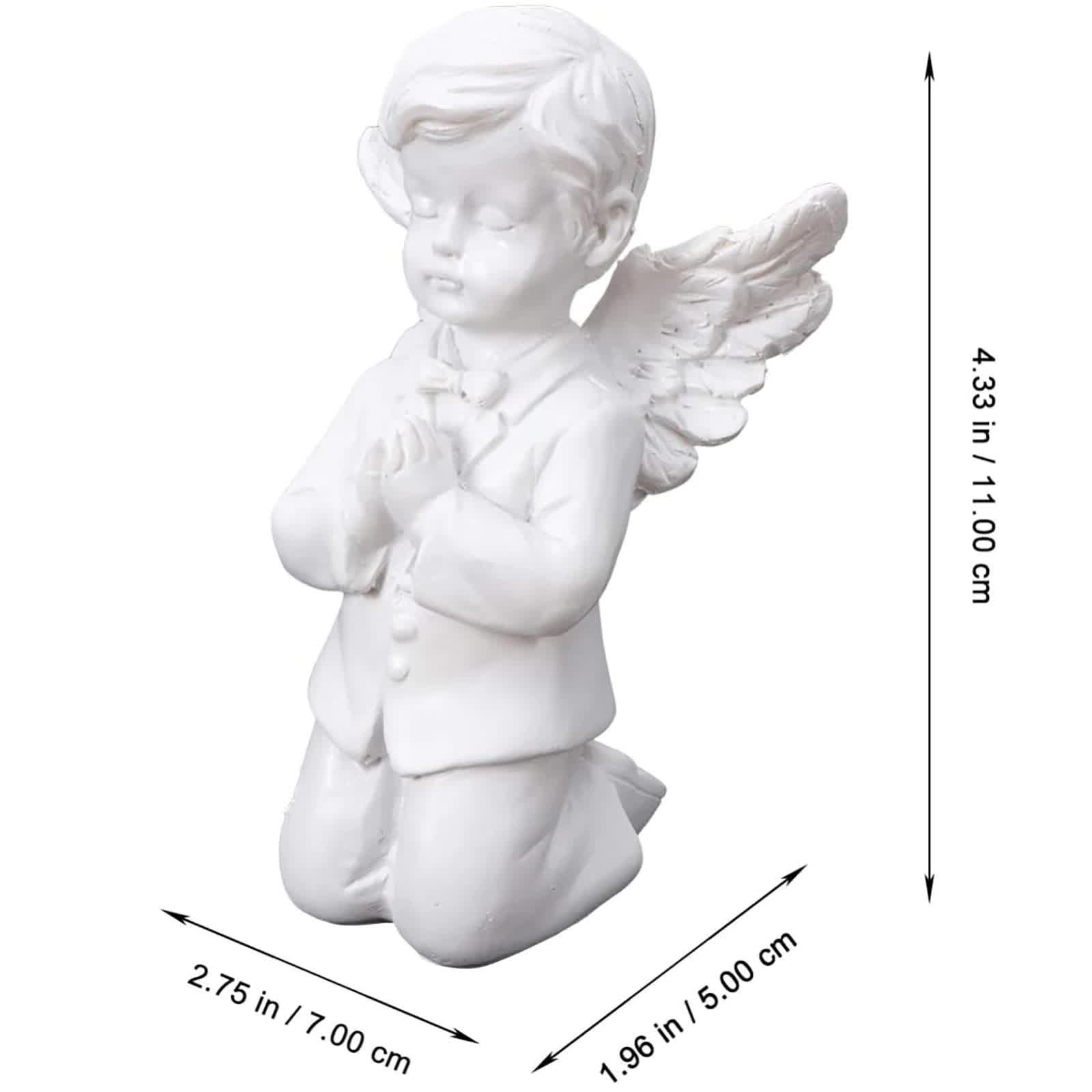 2pcs/set Angels Statues European Home Desktop Pray Resin White Cute Cupid Angel
