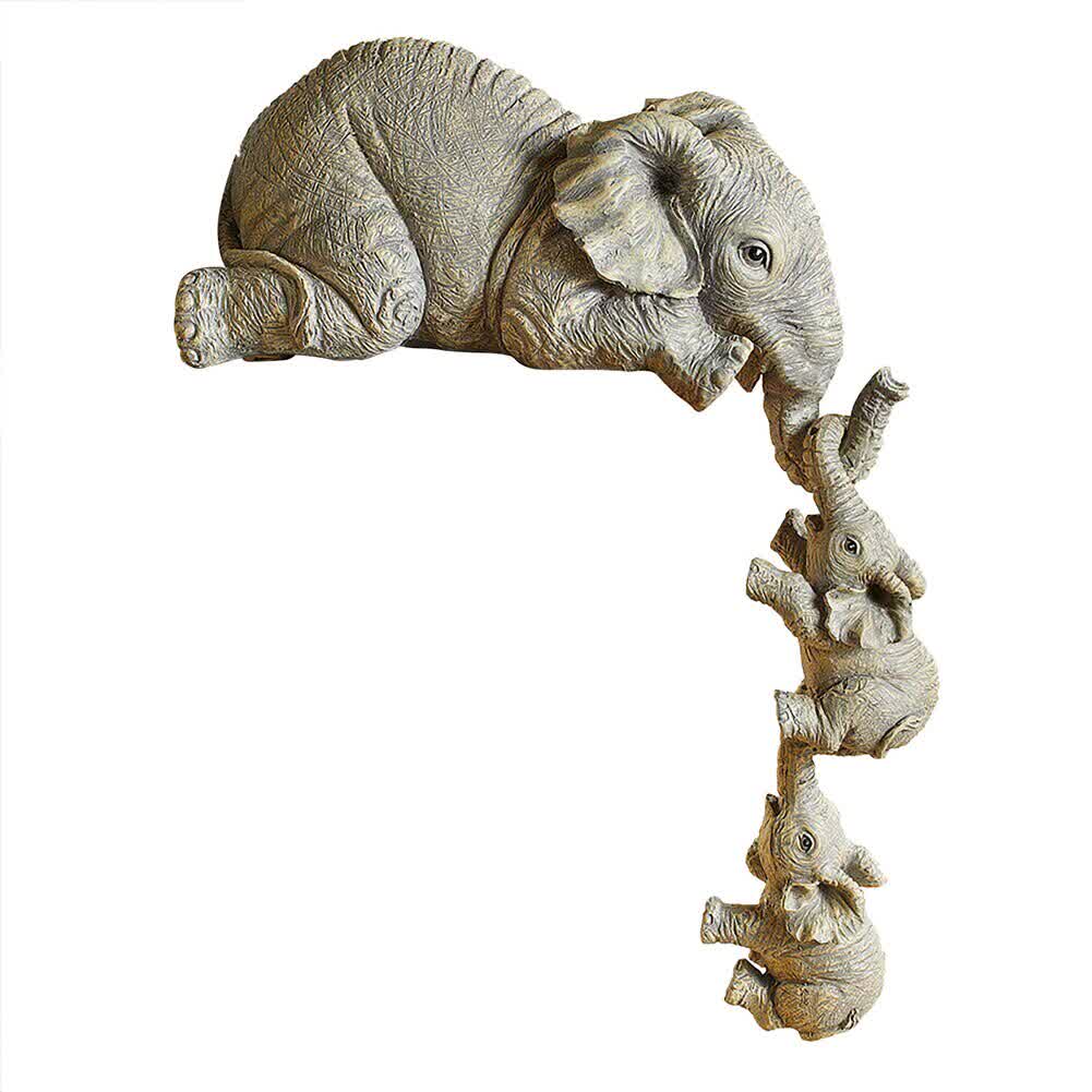 3Pcs Elephants Mother Hanging 2-Babies Figurine Re...