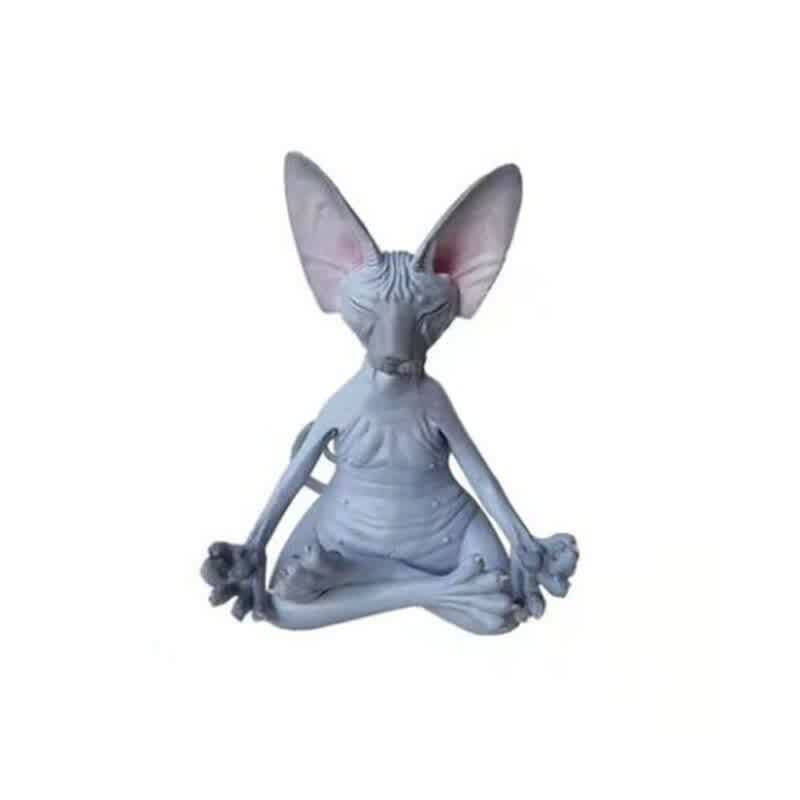 Whimsical Buddha Cat Figurine Meditation Sphynx Ca...