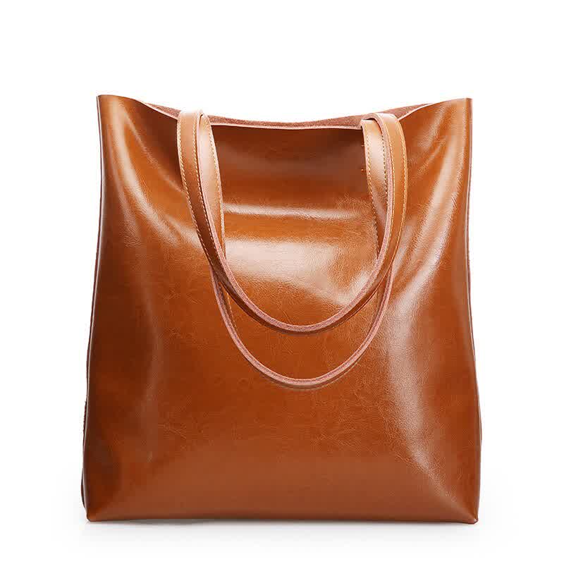 Genuine Leather Handbags Big Women Totes Female Fashion Designer Shopping Bags High Quality Office Ladies Shoulder Bags Bucket