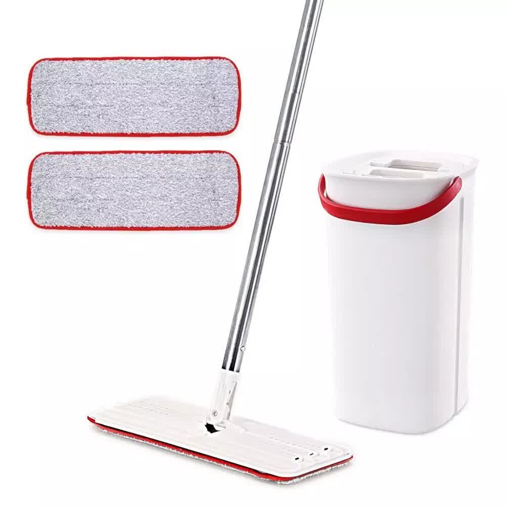 Flat Squeeze Mop and Bucket with Hand Washing Micr...