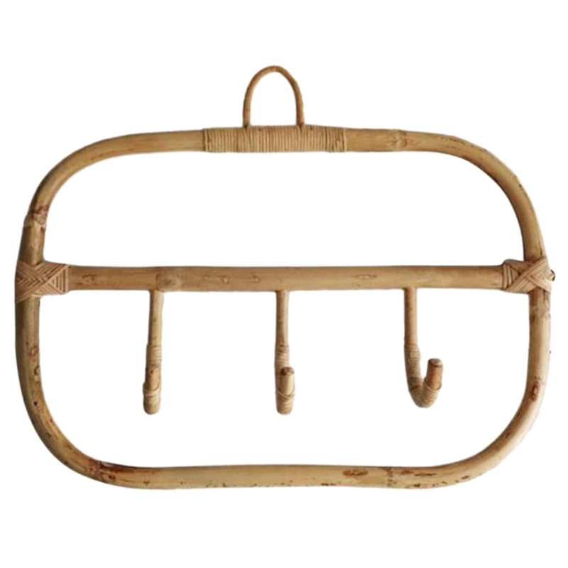 Nordic Vintage Rattan Wall Hooks Clothes ...