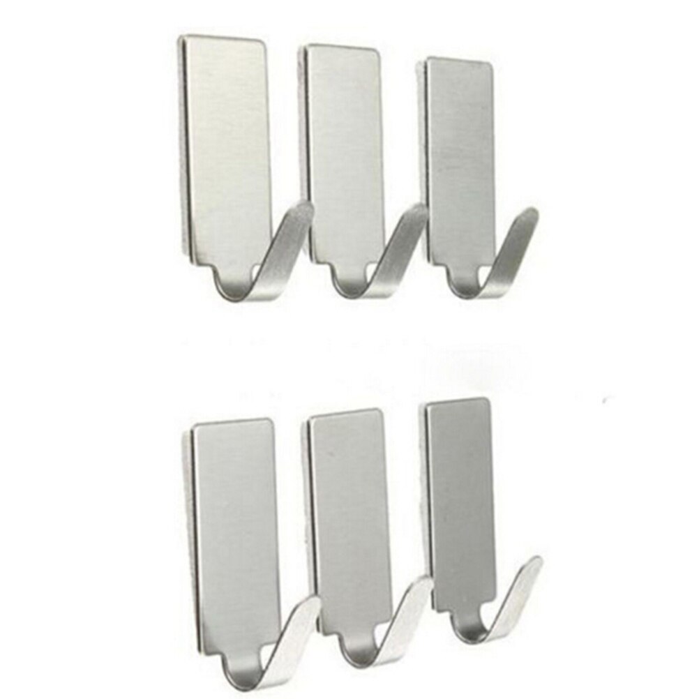 Stainless Steel Family Robe Hanging Hooks Hats Bag Key Adhesive Wall Hanger for Bathroom Kitchen